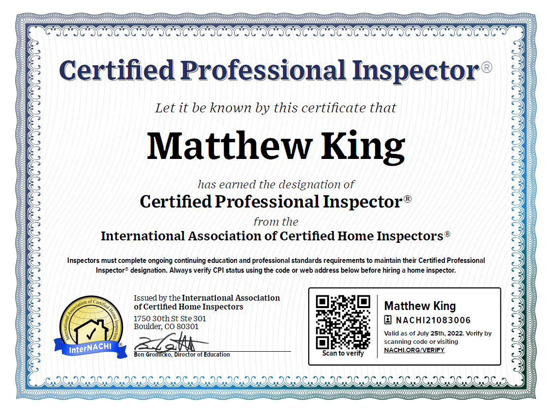 Matthew King - Certified Professional Inspector