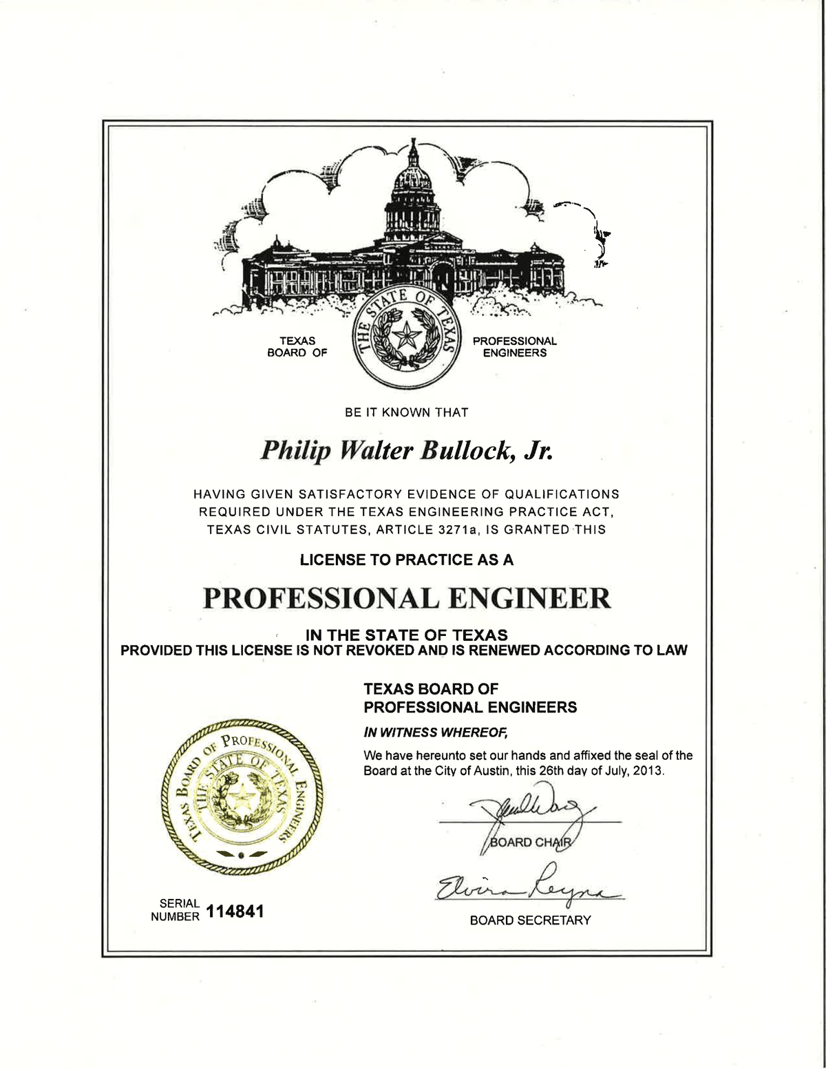 Philip Bullock - Professional Engineer (TX) #114841