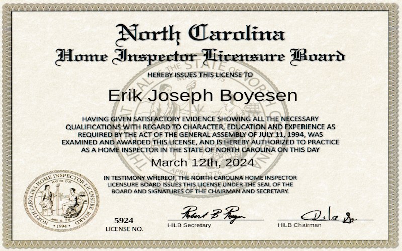 Erik Boyesen - License NC #5924