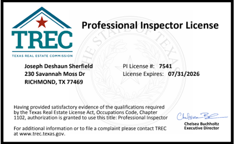 Joe Sherfield - License #7541